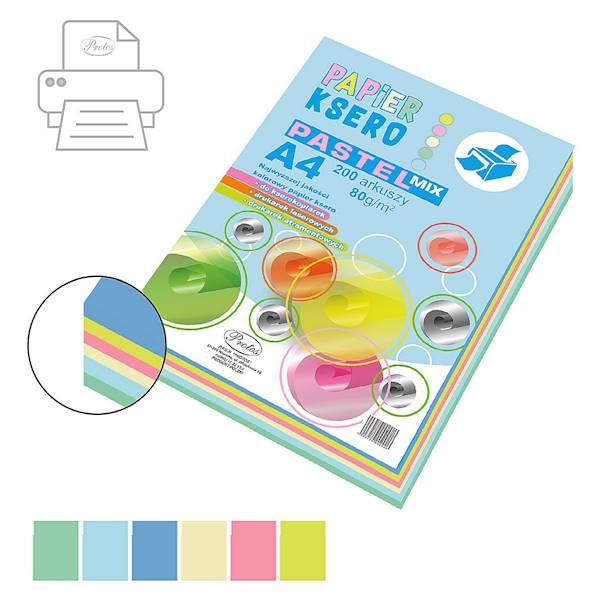 Papier kolorowy A4/80g pastelowy mix Protos 
