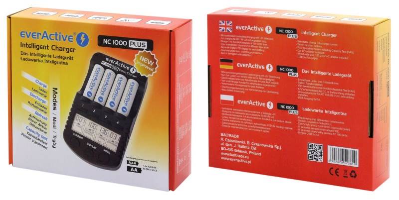 Ładowarka akumulatorów EverActive NC-1000 PLUS (KOD 7188)