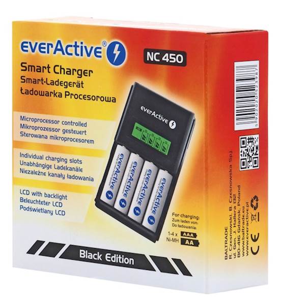 Ładowarka akumulatorów EverActive NC-450 Black Edition (KOD 7189)