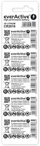 Baterie litowe CR2016 everActive - blister 5 sztuk (KOD 7179)