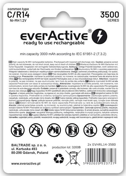 Akumulatorek R14 C everActive Ni-MH 3500 mAh Silver Line - blister 2 sztuki (KOD 7185)