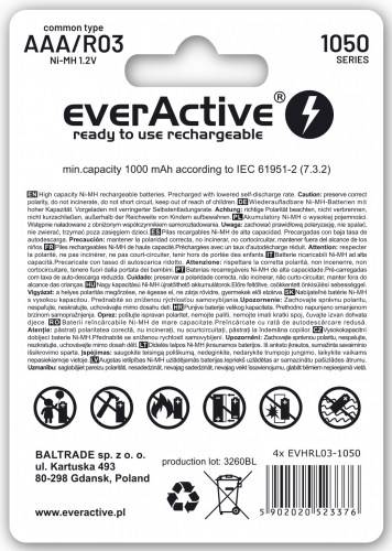 Akumulatorek R03 AAA everActive Ni-MH 1050 mAh Professional Line - blister 4 sztuki (KOD 7206)