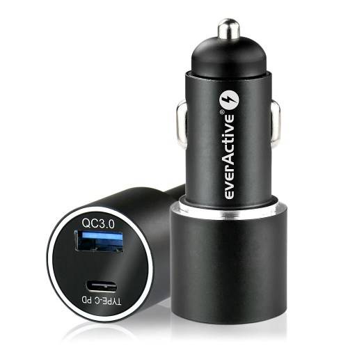 Ładowarka samochodowa everActive CC-20Q z gniazdem USB QC3.0 i USB-C PD 36W