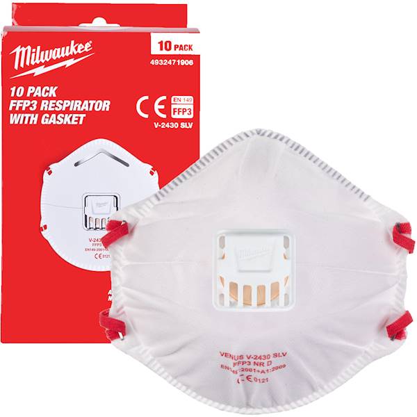 Maska maseczka FFP3 Milwaukee z zaworem 10sztuk - 4932471906