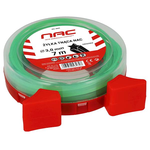 Żyłka tnąca do kos podkaszarek NAC GWIAZDKA 3mm 7m ZIELONA