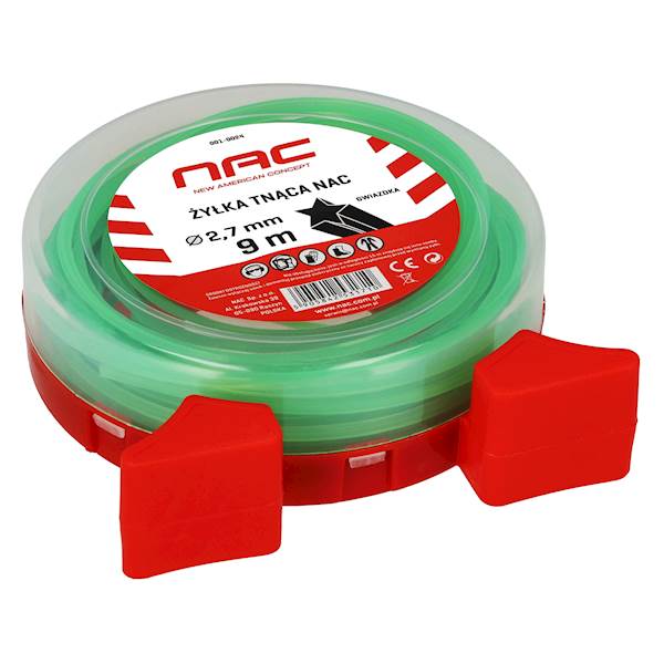 Żyłka tnąca do kos podkaszarek NAC GWIAZDKA 2,7mm 9m ZIELONA