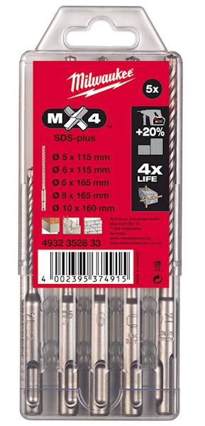 Zestaw wierteł 5-10mm 5szt SDS+ Milwaukee MX4 - 4932352833