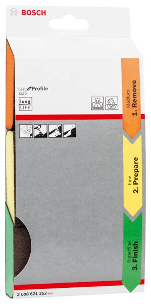 ZESTAW GĄBEK SZLIFIERSKICH BOSCH S470 PROFILE  2608621252