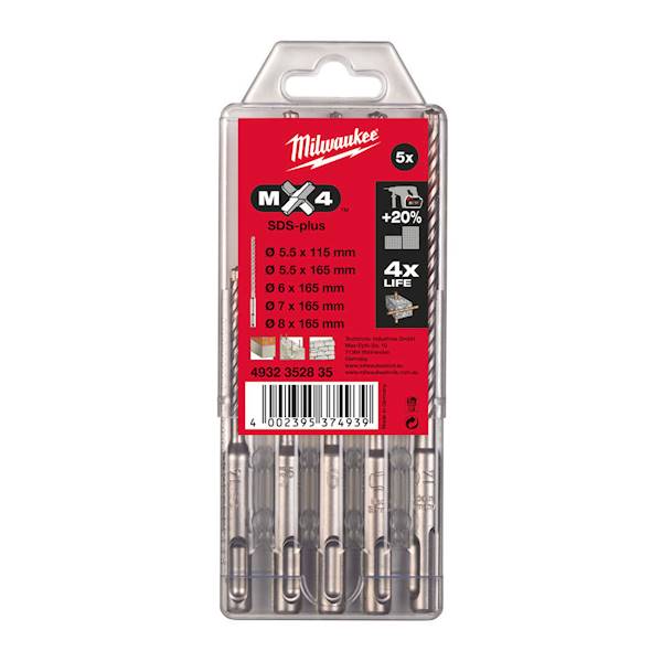 Zestaw wierteł Milwaukee 5szt 5,5-8mm SDS+  - 4932352835