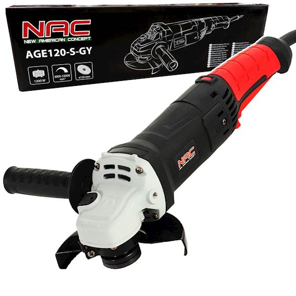 Szlifierka kątowa kątówka NAC AGE120-S-GY Soft Start reg. Obr. 125mm 1200W