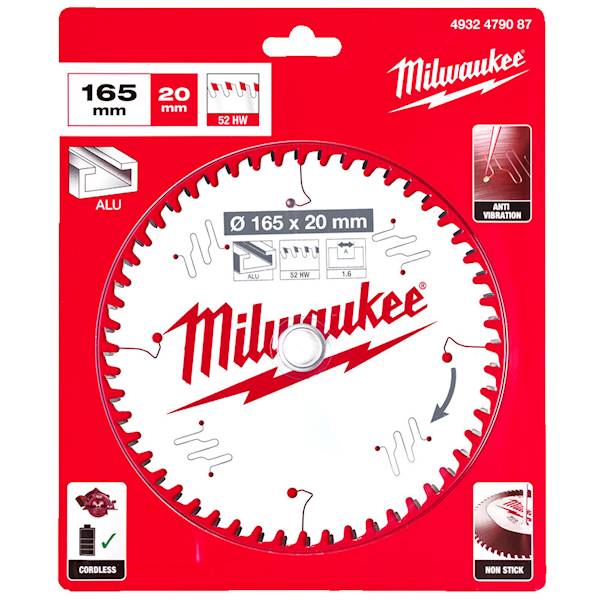 Tarcza do aluminium Widia 165x20x1,6 52z Milwaukee   4932479087