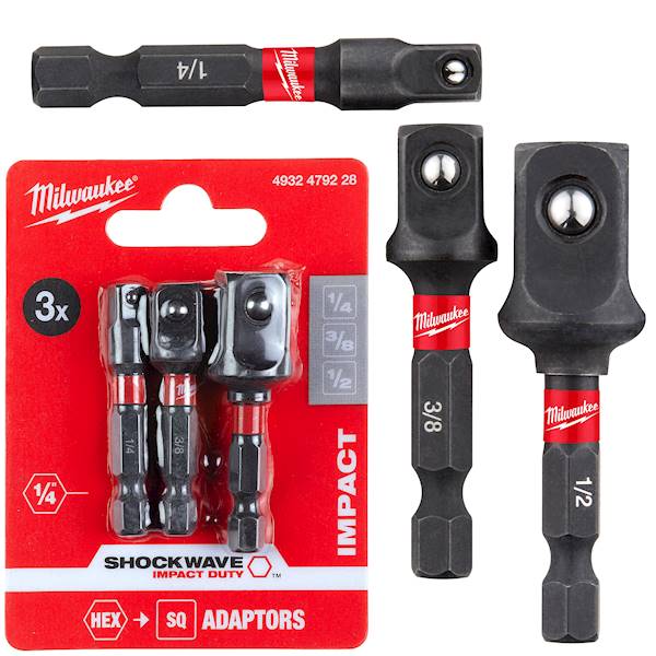 Adapter bitów udar 1/4HEX na 1/4" 3/8" 1/2" Milwaukee - 4932479228