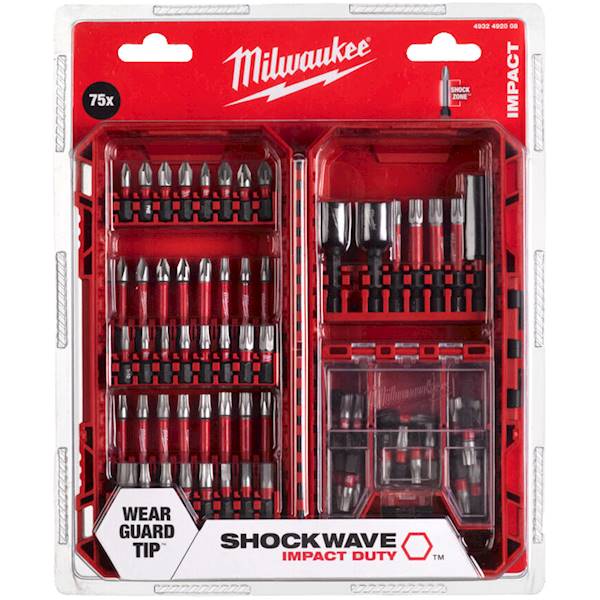 Zestaw bitów 75szt. SHOCKWAVE Milwaukee - 4932492008 Udarowe !