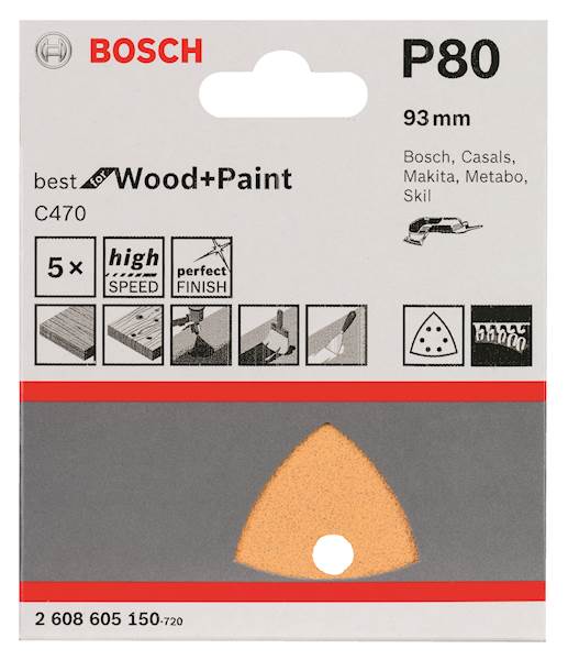 Papier ścierny do urz. wielofunkcyjnego DELTA "WOOD PAINT" 80 BOSCH  2608605150