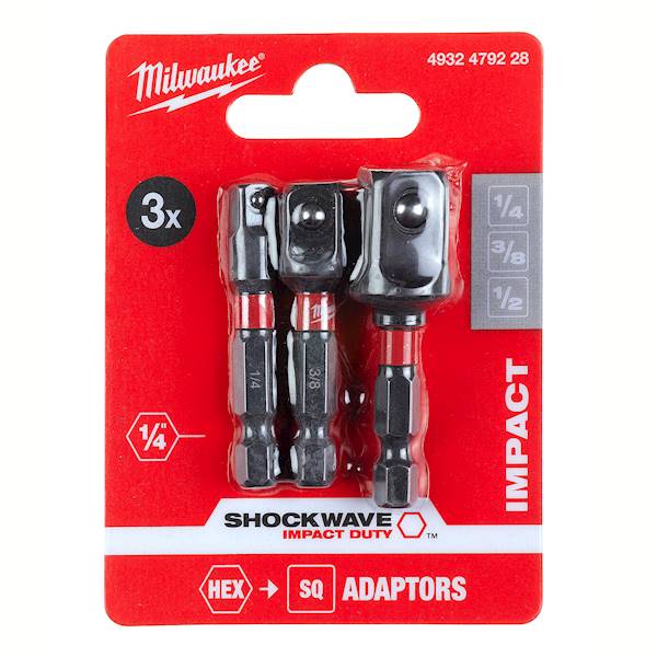 Adapter bitów udar 1/4HEX na 1/4" 3/8" 1/2" Milwaukee - 4932479228