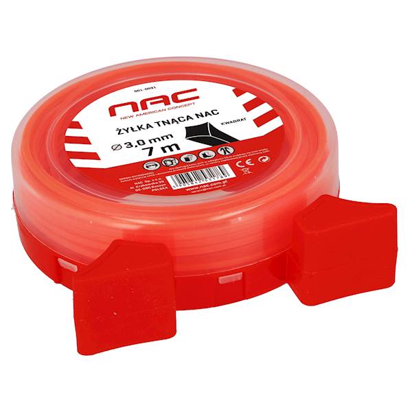Żyłka tnąca do kos podkaszarek NAC KWADRAT 3mm 7m Pomarańczowa