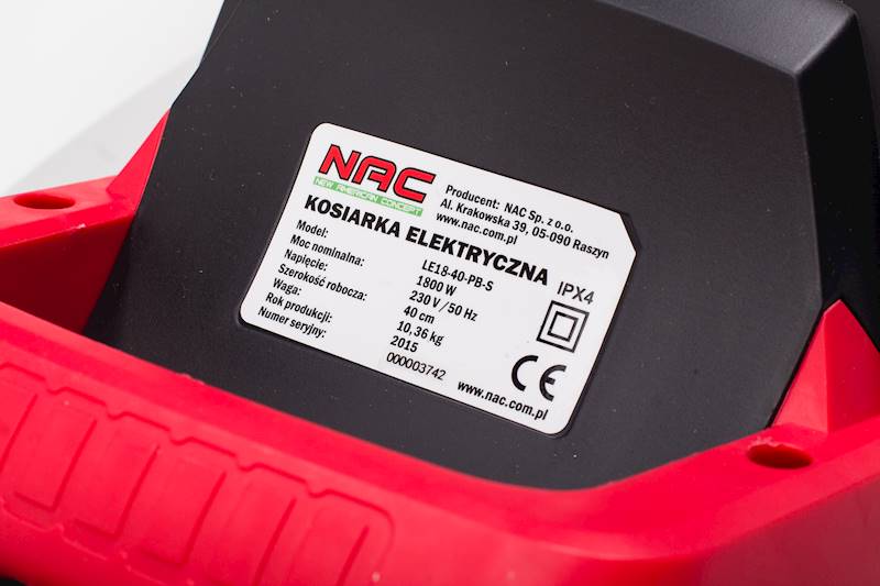 KOSIARKA ELEKTRYCZNA NAC LE18-40-PB-S 1800W  230V  40cm