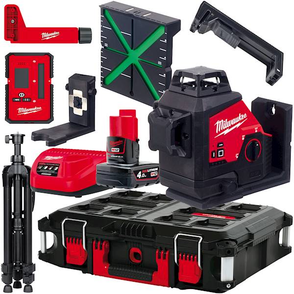 Laser krzyżowy 360° Milwaukee M12 3PLKIT-401 ZIELONY