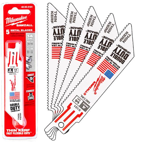 5x Brzeszczot stal 100mm 14TPI Milwaukee THINKERF - 48005181