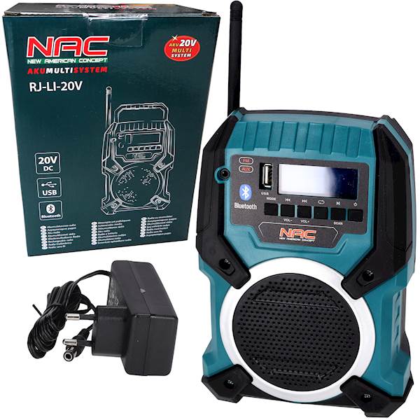 Radio akumulatorowe 20V / 240V NAC RJ-LI-20V Bluetooth USB Body