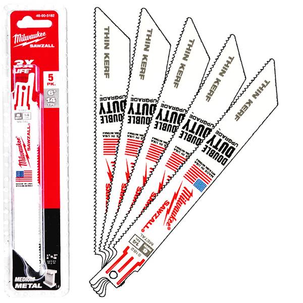 5x Brzeszczot stal 150mm 14TPI Milwaukee THINKERF - 48005182