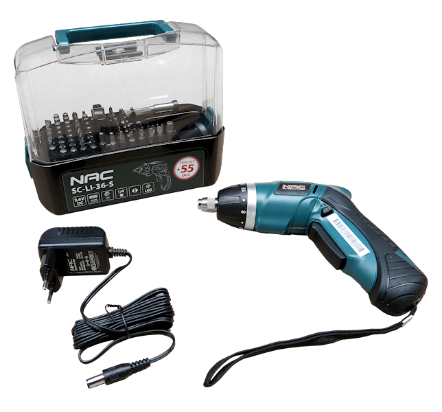 Wkrętak akumulatorowy 3,6V NAC SC-LI-36-S Bity 55szt Body