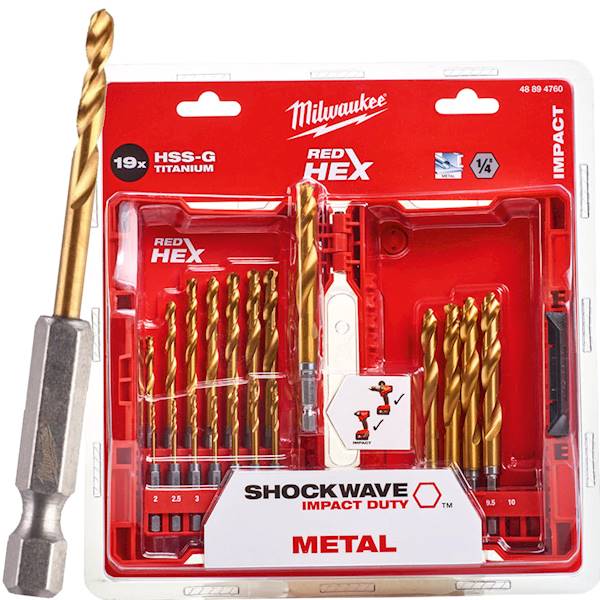 Wiertła do metalu HSS-G TIN 19szt HEX Milwaukee - 48894760