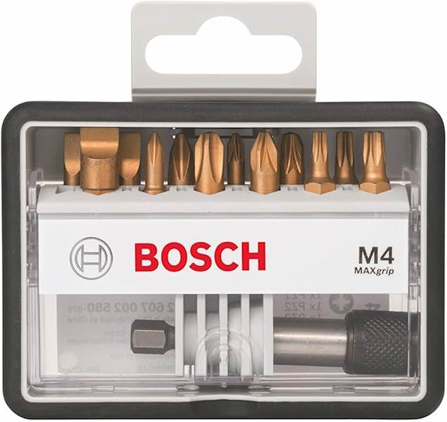 ROBUST BITY SET M4 PH,PZ,TORX,SPLINE 13EL.MAXGRIP  BOSCH 2607002580