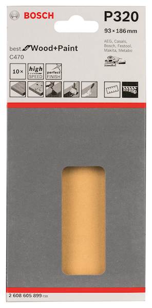 Papier ścierny szlifierki oscylacyjnej RW 93*185 TOP GR.320 10SZT.  BOSCH 2608605899