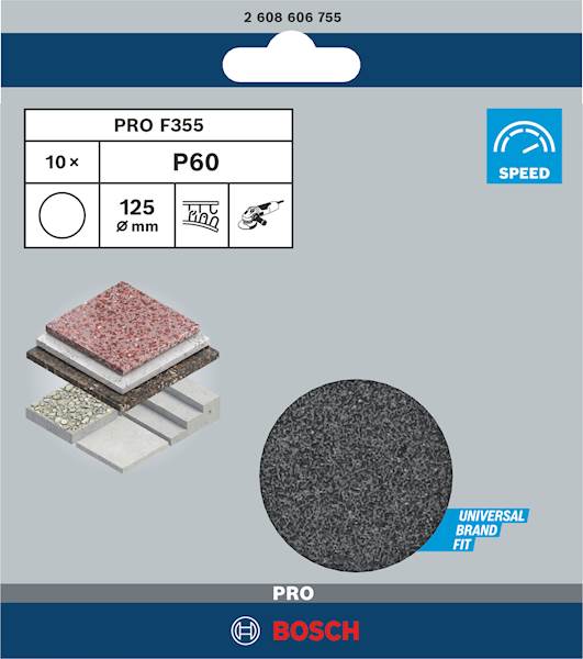 Papier ścierny krążek do szlifierki BOSCH D125 gr.60 op.10szt  2608606755
