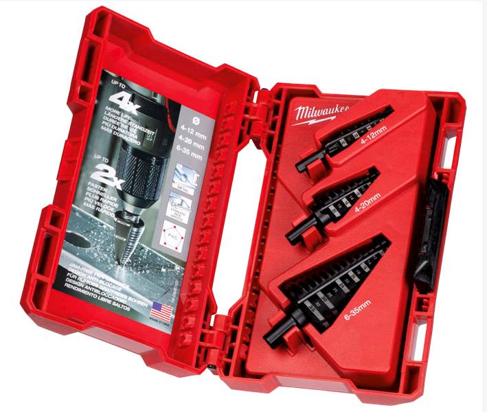Wiertła stopniowe stożkowe 3szt Milwaukee 4-35mm - 48899399