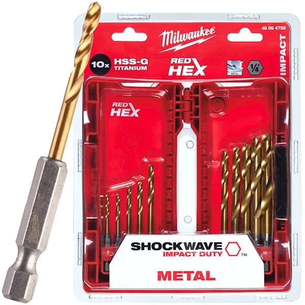 Wiertła do metalu HSS-G TIN 10szt HEX Milwaukee - 48894759