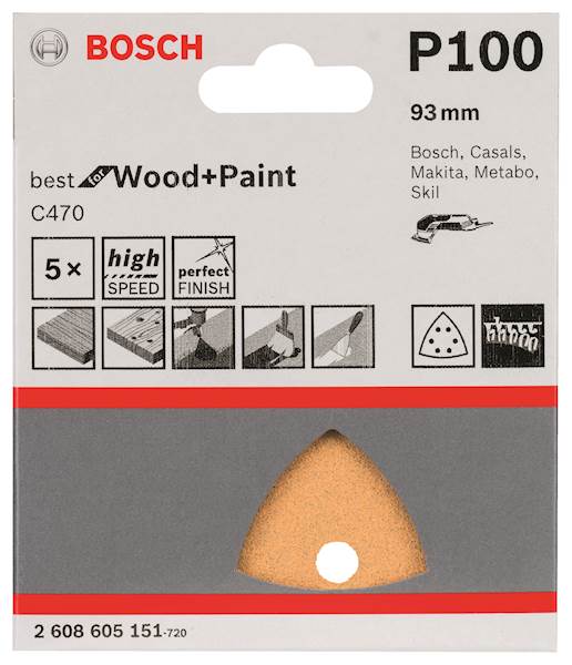 Papier ścierny do urz. wielofunkcyjnego DELTA "WOOD PAINT" 100 BOSCH 2608605151