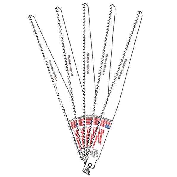 5x Brzeszczot drewno plastik 230mm 6TPI Milwaukee - 48005016