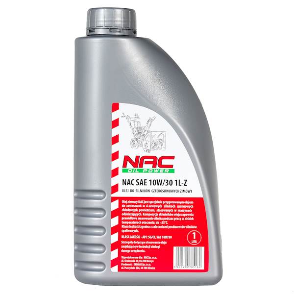 Olej silnikowy do kosiarki czterosuwowej, agregatu zimowy NAC SAE 10W30 1L