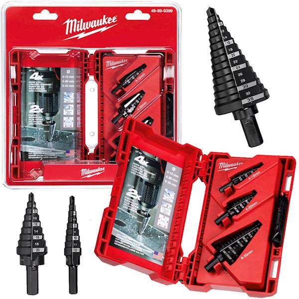 Wiertła stopniowe stożkowe 3szt Milwaukee 4-35mm - 48899399