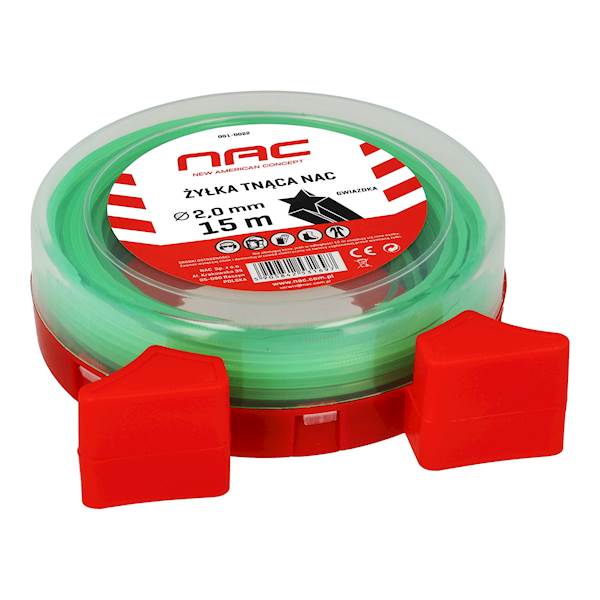 Żyłka tnąca do kos podkaszarek NAC GWIAZDKA 2mm 15m ZIELONA