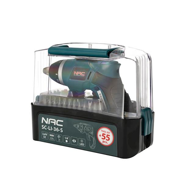 Wkrętak akumulatorowy 3,6V NAC SC-LI-36-S Bity 55szt Body