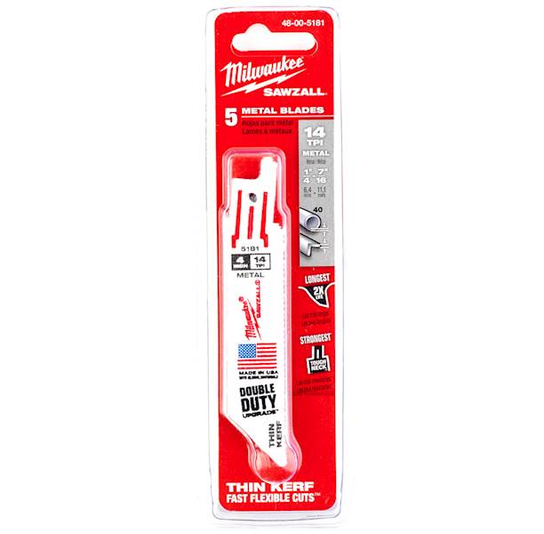 5x Brzeszczot stal 100mm 14TPI Milwaukee THINKERF - 48005181