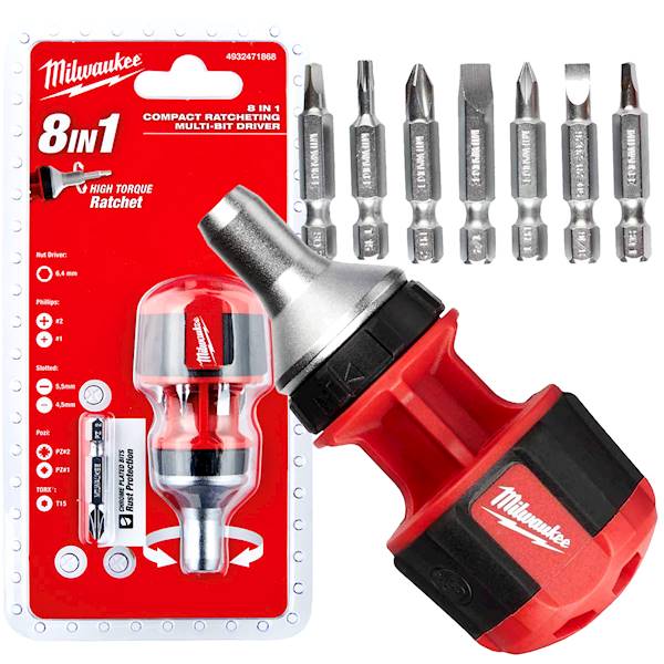 Wkrętak z grzechotką krótki 8 bitów Milwaukee - 4932471868