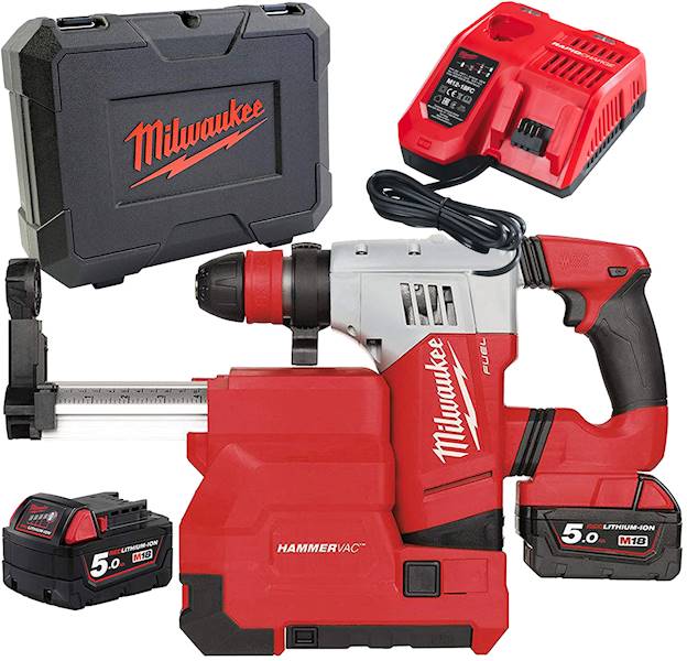 Młotowiertarka akumulatorowa Milwaukee + Odsysacz   M18 CHPXDE-502C  -  4933448180