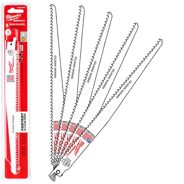 5x Brzeszczot drewno plastik 230mm 6TPI Milwaukee - 48005016
