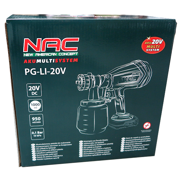 Pistolet malarski do malowania akumulatorowy 1l 20V NAC PG-LI-20V Body