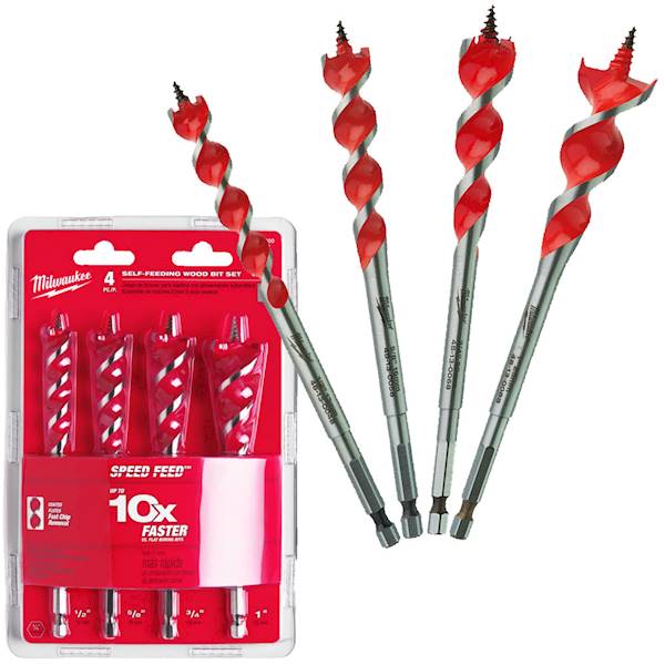 Zestaw wierteł do drewna Speed Feed Milwaukee 4szt - 4932479477