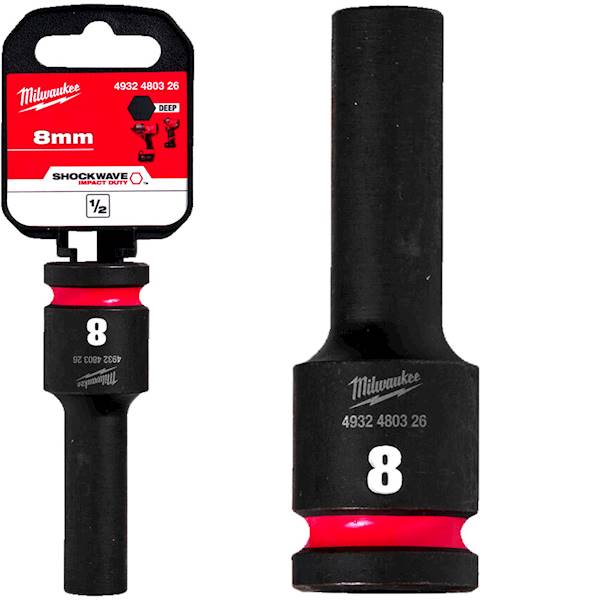 Nasadka udarowa 6-kątna DŁUGA 1/2 Milwaukee 8mm   4932480326
