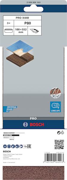 PAS BEZKOŃCOWY 102*552 RED WOOD GR.80 3szt.  BOSCH 2608606163