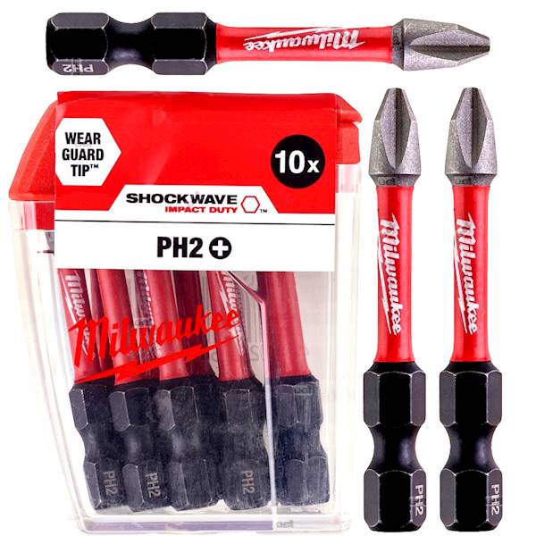 Bity Końcówki PH2 x 50mm Milwaukee Shockwave 10szt - 4932430855