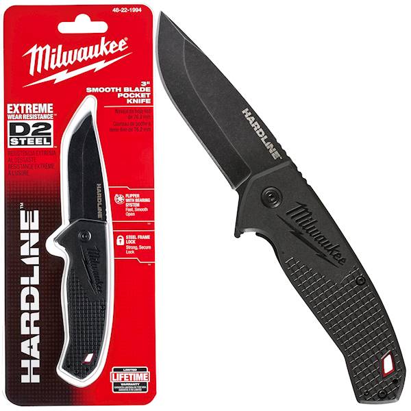 Nóż nożyk składany gładki D2 Hardline Milwaukee - 48221994
