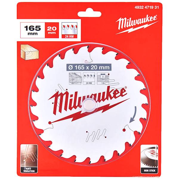 Tarcza do drewna Pilarska 165x20x1,6 24z Milwaukee - 4932471931
