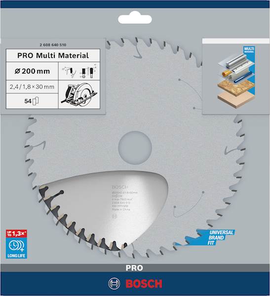 PIŁA TARCZOWA BOSCH MULTI-MATERIAL 200x2,4x30 Z54  2608640510